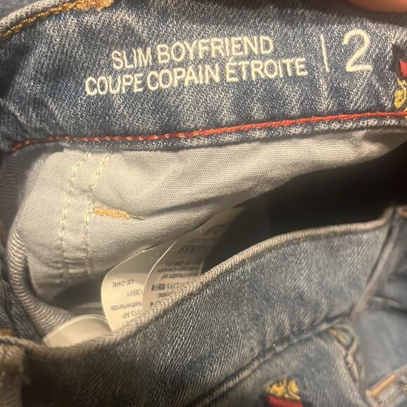 Tommy Hilfiger Slim Boyfriend Logo Embroidered Raw Hem Relaxed Cropped Jeans - Picture 7 of 7